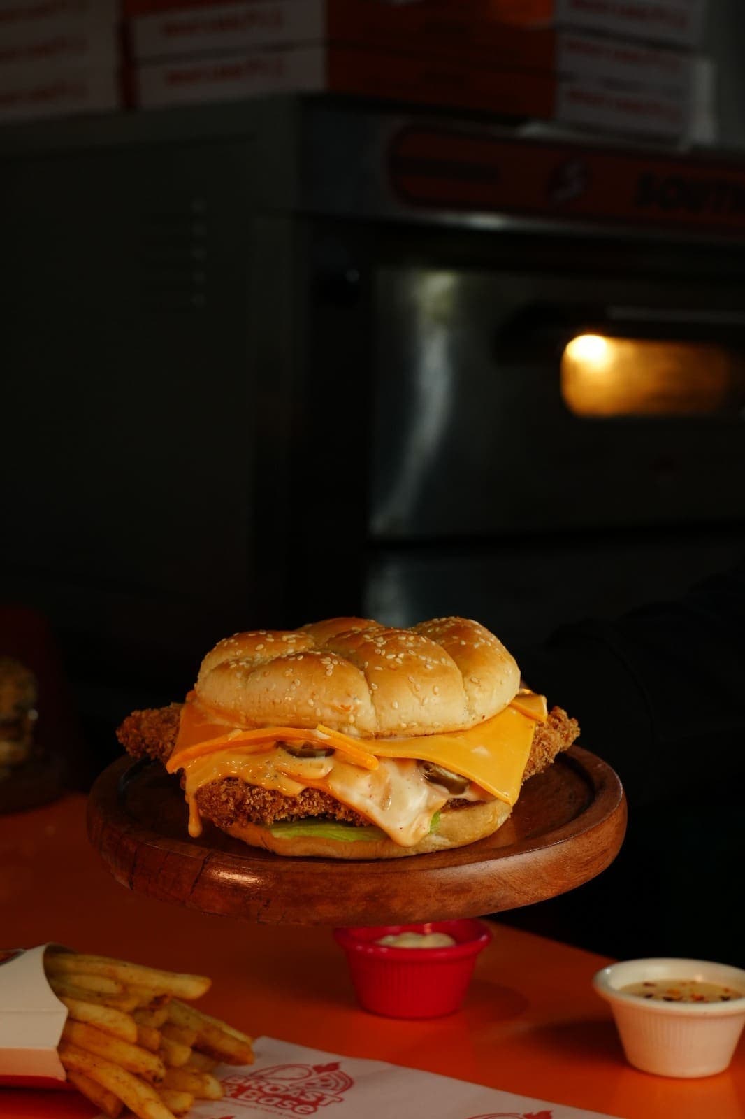 Chick Fillay burger at Broast & Base