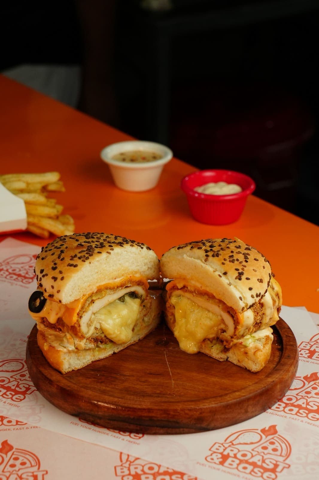 Stuff Cheese burger at Broast & Base
